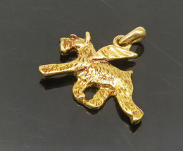 925 Sterling Silver - Vintage Shiny Gold Plated Dog With Wings Pendant - PT13830 - £22.27 GBP