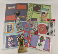 Scrapbook Lot Premade Pages Puppy Dog Stickers 12x12 Protective Sleeves 3D - $29.65