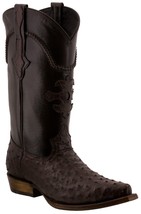 Mens Brown Genuine Ostrich Exotic Skin Leather Western Cowboy Boots Snip Toe - £227.14 GBP