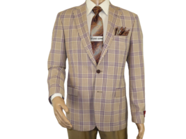 Men Sport Coat by Berlusconi Turkey Italian Wool Super 180&#39;s #671-15 Tan... - £110.61 GBP