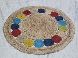 Rug Round Design 100% Natural Jute Hand Braided Carpet Farmhouse Jute Mat - £23.31 GBP+