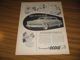 1952 Print Ad The&#39;52 Dodge 2-Door,Lighthouse,Millpond,Luxury Pool - $14.53