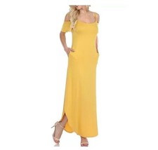 White Mark Womens Large Mustard Cold Shoulder Short Sleeve Maxi Dress NWT AD18 - £29.85 GBP
