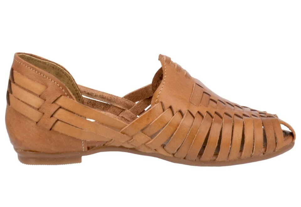 Women Sandals Mexican Huarache Real Leather Closed Slip On Light Brown Boho #107 Item image 2