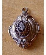 1&quot; Antique Victorian small brass mourning pendant with etched flower - $649.74 MXN