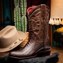 DENVER Genuine Ostrich Leg Skin Cowboy Boot from the Western CollectionClear Bro image 4