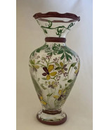 Vintage TRACY PORTER Hand-Painted Glass Bud Vase Purple Flowers Ruffled ... - £18.14 GBP