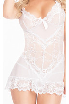Unomatch Women Loose Waist Transparent Lace Designed Short Lingerie White - £15.68 GBP