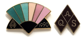 VTG American Quilter's Society Enamel Pin Lot 2 AQS Logo Pastel Folding ... - $14.99