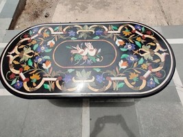 48&quot;x36&quot; Oval Marble Dining Table Top Bird Design Inlay Floral Art Hallway Decor - £1,760.03 GBP