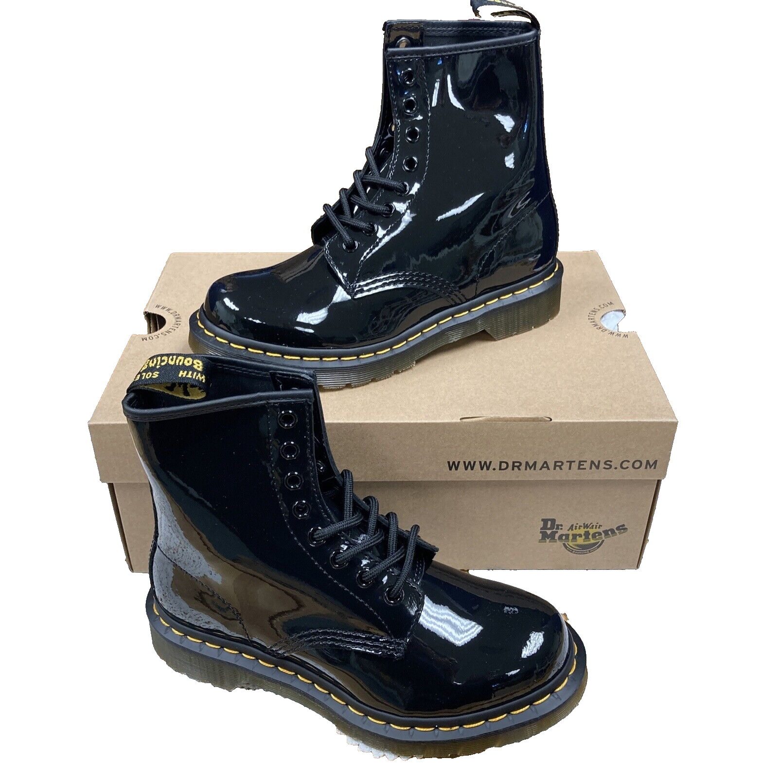 Primary image for Women's Shoes | Dr. Martens 1460 | 8 Eye Boots | Black Patent Lamper | Size 6