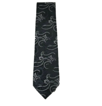 Zenio Men&#39;s Skinny Tie Black Silver Charcoal Gray Paisley Microfiber 2 1/4&quot; Wide - £14.38 GBP