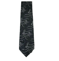 Zenio Men&#39;s Skinny Tie Black Silver Charcoal Gray Paisley Microfiber 2 1... - £14.14 GBP