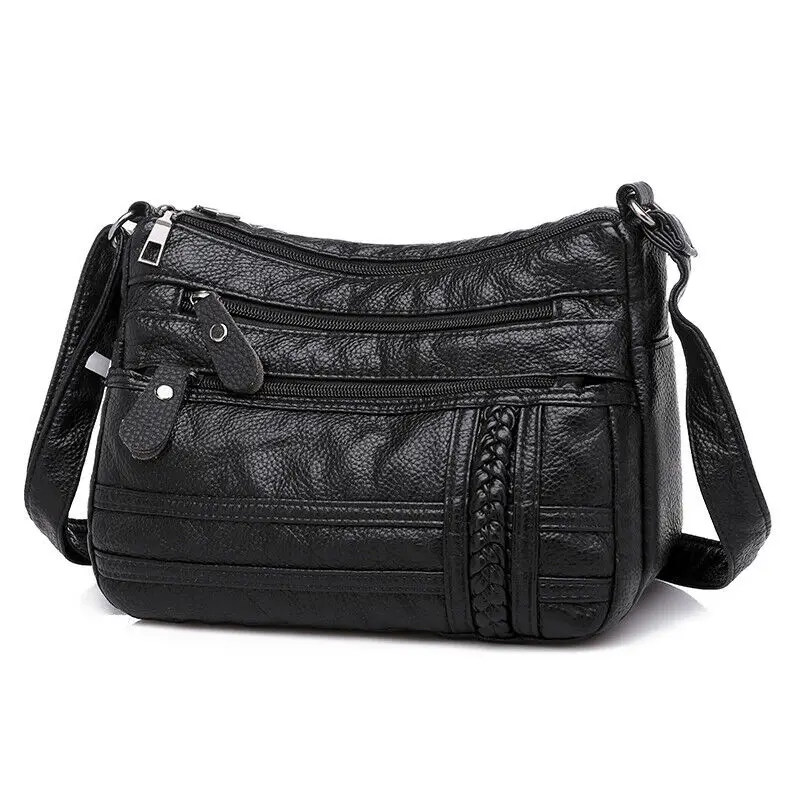 Women Bag Soft PU Leather Shoulder Bag Multi-layer Crossbody Handbag for Ladies  - $24.55