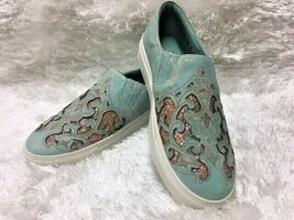 Ladies Corral Leather Sneakers~E1564 Turquoise/Pink Inlay &amp; Sequins~Slip on - £94.83 GBP