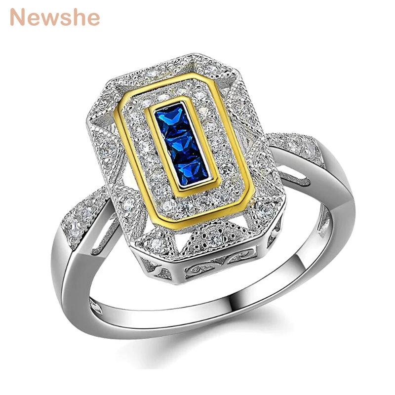 Wedding Ring Classic Jewelry Solid 925 Sterling Silver White &amp; GolBlue AAAAA Zir - £39.93 GBP