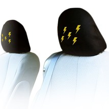 Black Fabric Car Seats Headrest Covers Lighting Design Universal For Nissan - £10.08 GBP