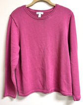 Charter Club Woman&#39;s Deep Medium Pink Fine Cotton Pullover Sweater Sz XL - $14.36