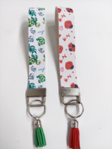 2 Wristlet Key Fob Keychain Faux Leather Turtles Ladybugs Green Red Tassel New - £7.30 GBP