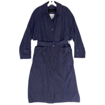 London Fog Trench Coat Women 14 The Raincoat Iconic Belted Long Waterproof Suede - $96.90