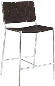 Coaster Faux Leather Upholstered Counter Height Barstool Cross Weave Cha... - £222.59 GBP
