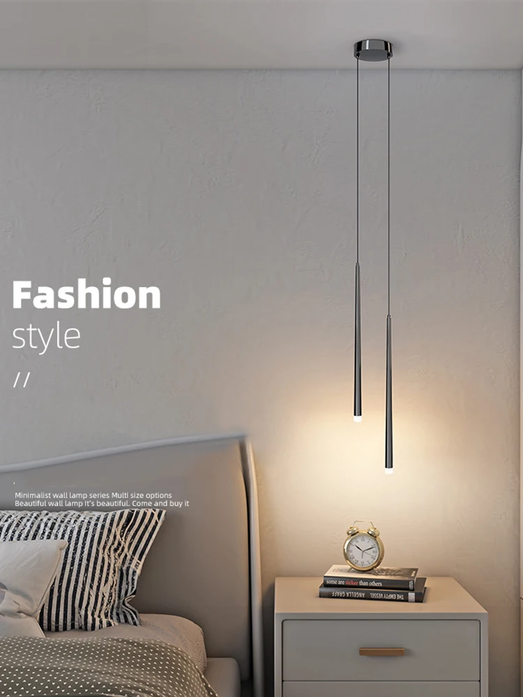Modern LED Minimalist Pendant Lamp Nordic Black/White Bedside Small Pend... - $83.75+