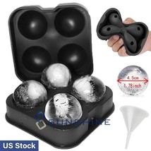 Ice Balls Maker Round Sphere Tray Mold Cube Whiskey Cocktails Silicone + Funnel - £14.60 GBP