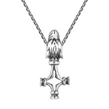 Supreme Viking Wolf Thor&#39;s Cross Sterling Silver Necklace - £23.64 GBP