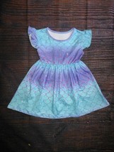 NEW Boutique Mermaid Girls Blue Gold Shimmer Ruffle Dress Size 2T - £9.71 GBP