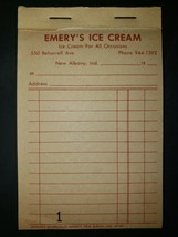 VTG Emery&#39;s Ice Cream Salesman Sales Receipt Book New Albany Ind NOS PB2 - £23.59 GBP