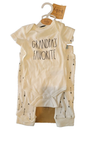 RAE DUNN Baby Bodysuit Set | Grandpa&#39;s Favourite | 4 pc | 3-6M | NWT - £15.14 GBP