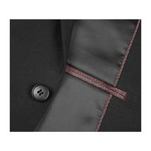 Men RENOIR suit Solid Two Button Business, Formal Slim Fit 2110-1 Black Stretchy image 6