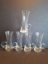 Lot of 5 Clear Hand Blown Shot Glasses w/Handles Cordial Glasses 4” Tall - £9.11 GBP