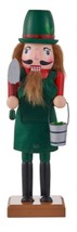Wooden Christmas Nutcracker, 10&quot;, White Male Gardener In Green Uniform, Ashland - £15.91 GBP