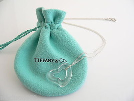 Tiffany &amp; Co Silver Large Rock Crystal Open Heart Necklace Pendant Gift ... - £437.03 GBP