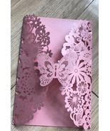50pieces Pink Butterfly Modern Wedding Invitations,Laser Cut Wedding Inv... - $82.42 CAD