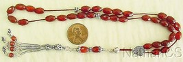 Greek Komboloi Faceted Carnelian &amp; Sterling Silver Worry Beads - $160.38