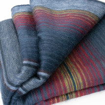 Soft &amp; Warm Striped Alpaca Wool Blanket Queen Bed Sofa Throw Midnight Blues - £63.65 GBP