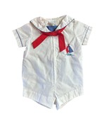 Vtg 80s USA Sailor Suit Infant Baby Boys Red White Blue 6-9 M Romper Mot... - $27.83 CAD