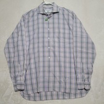 BEN SILVER CHARLESTON Mens 17 37 Plaid Checked Shirt Brown Blue Purple E... - $44.87