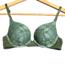 Victorias Secret Push Up Bra Blue Green Lace Overlay Multiway Underwire 32B - £15.31 GBP