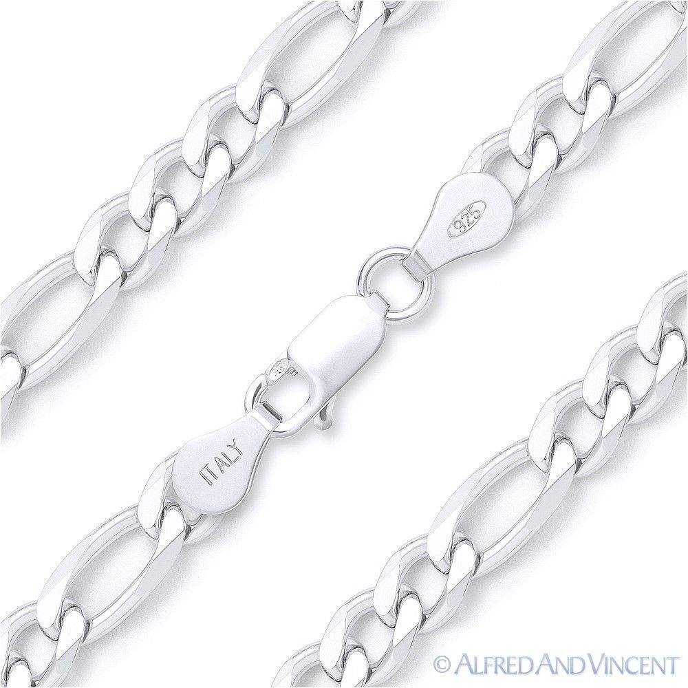 Figaro Link 3.7mm G100 Italian Chain Necklace in Solid 925 Italy Sterling Silver - $33.62 - $56.42