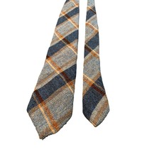 Vintage James Campion Dartmouth Outfitters Plaid Wool Tie Blue Brown Tan - $12.59