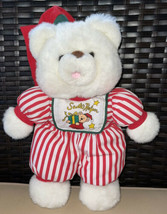 Vintage Soft Luv Santa&#39;s Helper 12&quot; Plush Christmas Teddy Bear 1992 Stuffed - £11.70 GBP