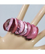 Vintage Pink Red Abalone Shell Bracelet Stretchy - $18.00
