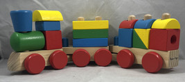 Melissa and Doug Wooden Stacking Blocks Train ￼ plus block set *Pre -Owned* - $18.59