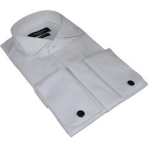Men Tux Formal 100% Cotton Shirt MANSCHETT Turkey Slim Fit 303-01 White Wing tip image 6