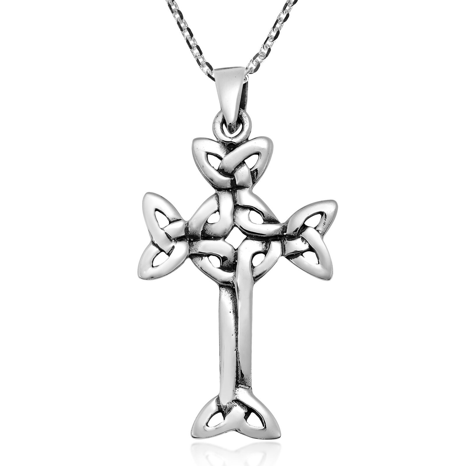 Primary image for Interwoven Celtic Knot Cross Sterling Silver Pendant Necklace