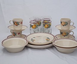 ♻️ Corelle Abundance 24-Pc Dinnerware Set 4-Places Setting W/Glasses - $168.29