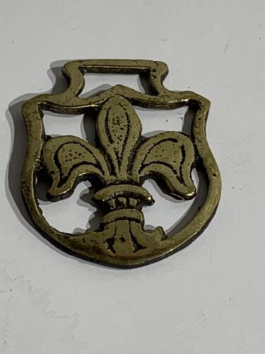 Primary image for Mini Horse Brass Medallion Of Fleur de Lys Rustic Cottagecore Boho chic Jewelry